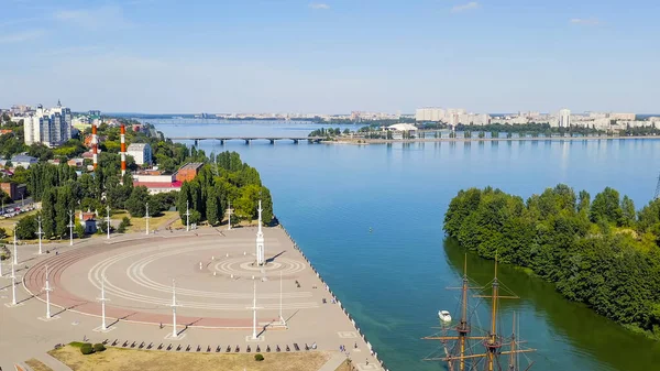 Voronezh Rusia Admiralteyskaya Square Embankment Sungai Voronezh Pemandangan Udara — Stok Foto