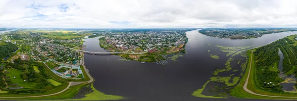 Кострома Россия Слияние Рек Кострома Волга Вид Воздуха 360 — стоковое фото