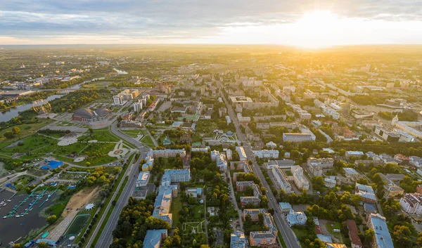 Yaroslavl Rússia Centro Histórico Cidade Yaroslavl Panorama Vista Aérea Pôr — Fotografia de Stock
