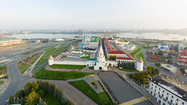 Luchtfoto Van Het Kazan Kremlin Tijdens Zonsopgang — Stockfoto