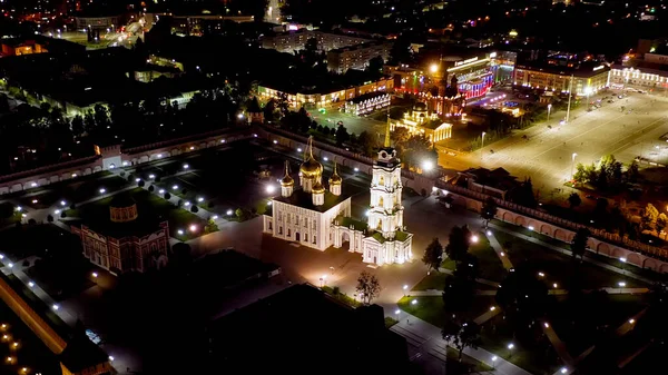 Tula Rússia Vista Aérea Cidade Noite Tula Kremlin Catedral Assunção — Fotografia de Stock