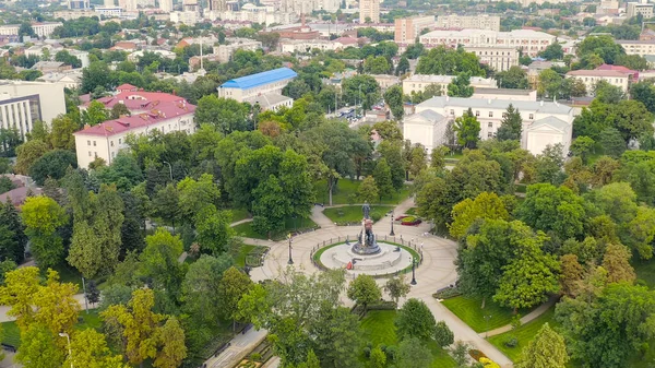Krasnodar Rusia Monumen Untuk Permaisuri Catherine Catherine Square Tampilan Udara — Stok Foto