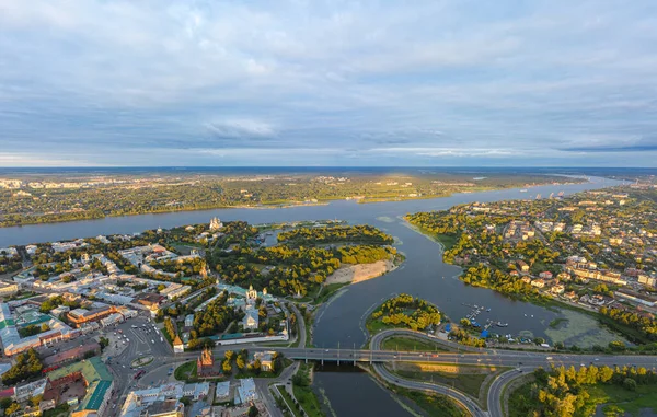Yaroslavl Ryssland Parkera Spit Spit Panoramautsikt Över Staden Kotorosl Rinner — Stockfoto