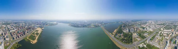 Kasan Russland Luftaufnahme Der Zentralen Stadtviertel Von Kasan Flug Über — Stockfoto