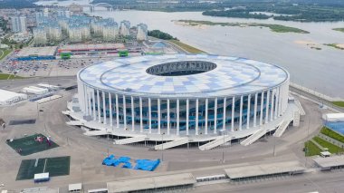 Nizhny Novgorod, Rusya - 8 Ağustos 2020 Nizhny Novgorod Stadyumu. Hava görüntüsü, Hava Görüntüsü  