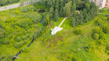 Rzhev, Rusya - 20 Ağustos 2020: Airplane MiG-17, Havadan Görünüm  