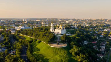 Rusya, Vladimir. Vladimir 'deki Dormition Katedrali (Assumption Cathedral) Rus Ortodoks Kilisesi Vladimir Metropolitanate Katedrali, Hava Görünümü  