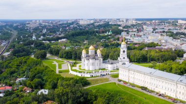 Rusya, Vladimir. Vladimir 'deki Dormition Katedrali (Assumption Cathedral) Rus Ortodoks Kilisesi Vladimir Metropolitanate Katedrali, Hava Görünümü  