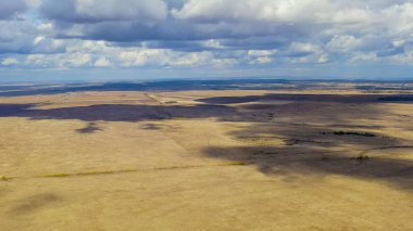 - Rusya. Sonbahar tarlalarında sağanak yağmurlu bulutlar. Steppe, Hava Görünümü  