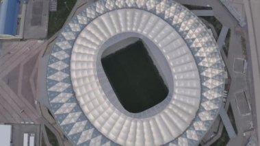 Volgograd, Rusya. Volgograd Arena, ROTOR Stadı. Gün batımını izle. 4K