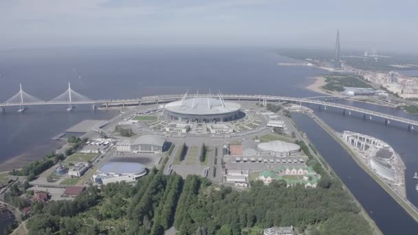 St. Petersburg, Russland. Gazprom Arena. Western High Speed Diameter, Lakhta Center. Gazprom-hovedkvarteret. 4K – stockvideo