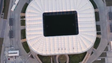 Rostov-on-Don, Rusya. Rostov Arena 'da. Futbol stadyumu, Rostov-on-Don 'da futbol şampiyonası. Gün batımı zamanı. 4K