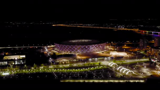 Volgograd, Russia. Volgograd Arena è uno stadio di calcio di classe internazionale costruito a Volgograd per la Coppa del Mondo FIFA 2018. Stadio - Rotore. 4K — Video Stock