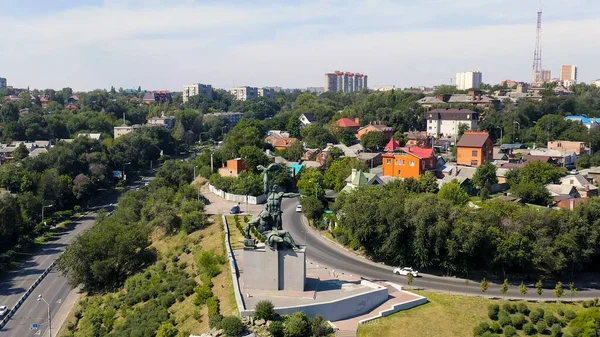 Rostov-on-Don, Rusya - 26 Ağustos 2020: 1902 Grev Anıtı, Hava Görünümü  