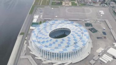 Nizhny Novgorod, Rusya - 8 Ağustos 2020 Nizhny Novgorod Stadyumu. 4K