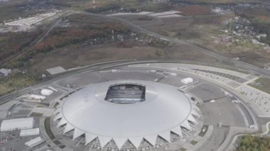 Samara, Rusya. Samara Stadyumu. Sonbahar bulutları. 4K