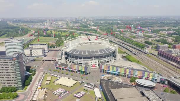 Amsterdam, Hollanda. Johan Cruijff Arenası (Amsterdam Arena). 2020 FIFA Dünya Kupası salonu. 4K — Stok video