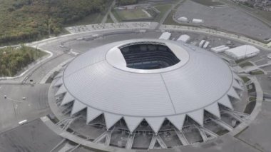 Samara, Rusya. Samara Stadyumu. Sonbahar bulutları. 4K