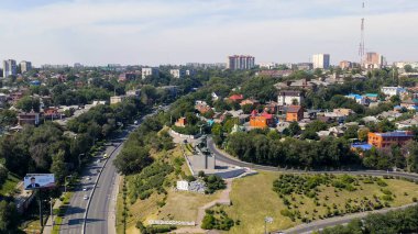 Rostov-on-Don, Rusya - 26 Ağustos 2020: 1902 Grev Anıtı, Hava Görünümü  