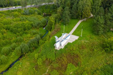 Rzhev, Rusya - 20 Ağustos 2020: Airplane MiG-17, Havadan Görünüm