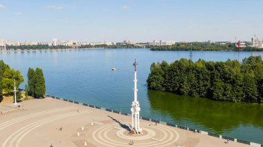 Voronezh, Rusya. Amiralteyskaya Meydanı. Voronezh Nehri Embankment, Hava Görüntüsü  