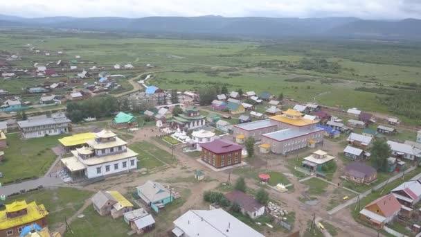 Ivolginskij datsan. Buddhisttemplet ligger i Burjatien, Ryssland. Öppnades 1945 som Sovjetunionens buddhistiska andliga centrum. 4K — Stockvideo