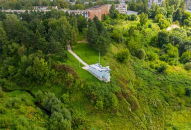 Rzhev, Rusya - 20 Ağustos 2020: Airplane MiG-17, Havadan Görünüm