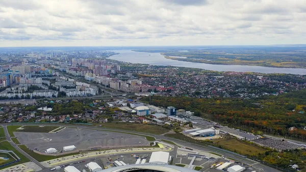 Samara Russia September 2020 Samara Arena Stadium Autumn Clouds Aerial — Stock Photo, Image