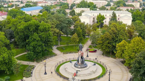 Krasnodar Rusya Catherine Meydanı Ndaki Mparatoriçe Catherine Anıtı Hava Görüntüsü — Stok fotoğraf