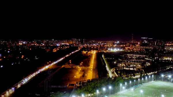 Krasnodar Russland Öffentlicher Park Krasnodar Fußballplatz Nachtsicht Luftaufnahme — Stockfoto