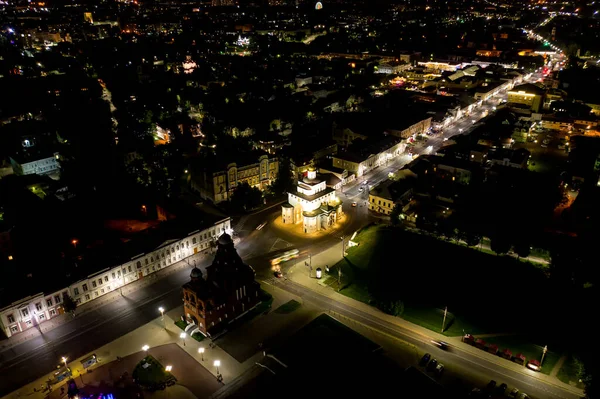 Ρωσία Βλαντιμίρ Χρυσή Πύλη Βλαντιμίρ Αεροφωτογραφία Νύχτα — Φωτογραφία Αρχείου