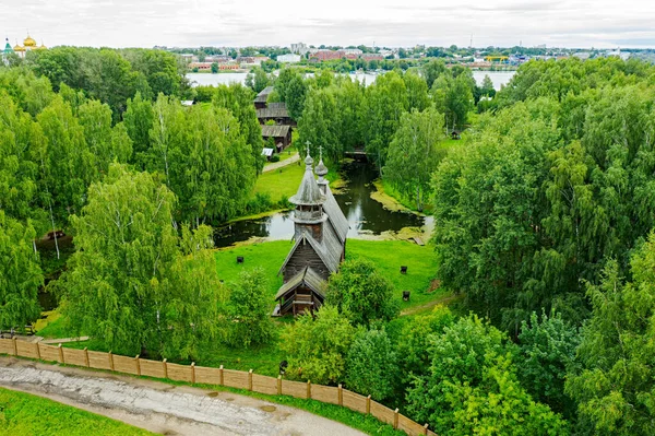 Rosja Kostroma Kostroma Sloboda Tradycyjne Rosyjskie Domy Kościoły Widok Lotu — Zdjęcie stockowe