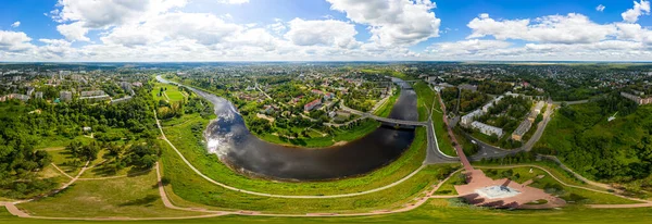 Rzhev Rosja Panorama 360 Centrum Miasta Widok Powietrza Wołgę Nasyp — Zdjęcie stockowe