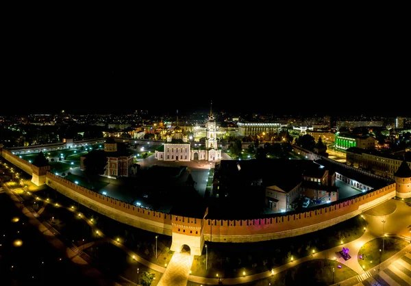 Tula Russland Kreml Nachtaufnahme Aus Der Luft Mariä Himmelfahrt Kathedrale — Stockfoto