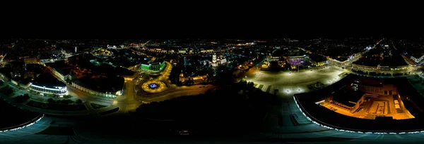 Тула Росія Нічна Панорама Літака Великі Вогні Міста Панорама 360 — стокове фото