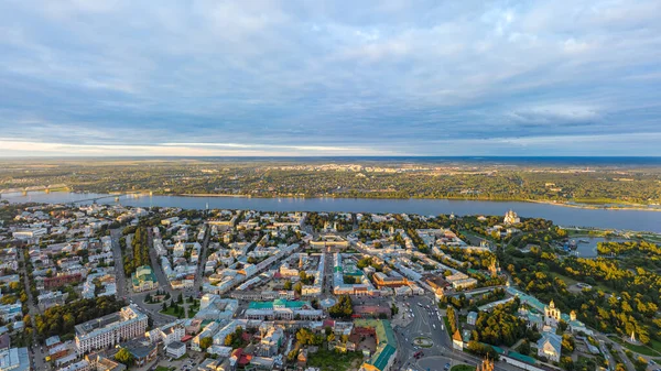 Yaroslavl Ryssland Historiskt Centrum Staden Jaroslavl Panorama Flygfoto Vid Solnedgången — Stockfoto