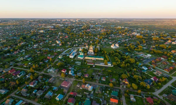 Pereslavl Zalessky Rus Gün Batımında Nikolsky Manastırı Hava Görünümü — Stok fotoğraf