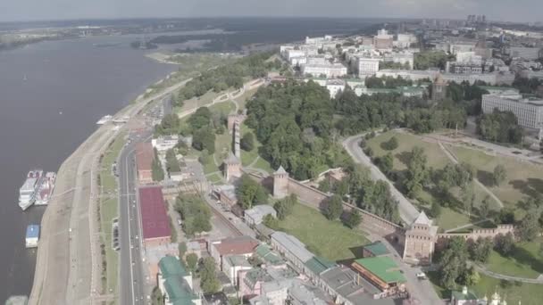 Nizhny Novgorod, Rusia. Vista aérea del Kremlin de Nizhny Novgorod. 4K — Vídeo de stock