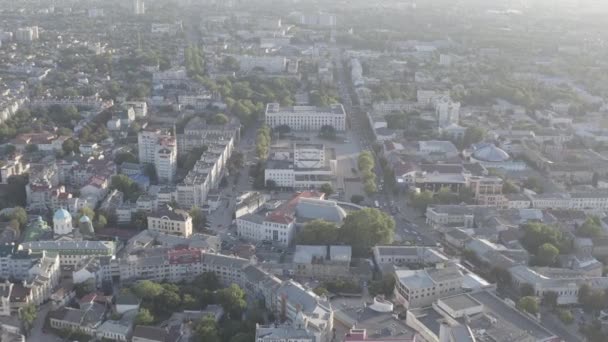 Simferopol, Krim. Stadens centrum panorama vid solnedgången tid. Republikens ministerråd, Lenintorget. 4K — Stockvideo