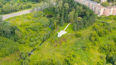 Rzhev, Rusya - 20 Ağustos 2020: Airplane MiG-17, Havadan Görünüm  