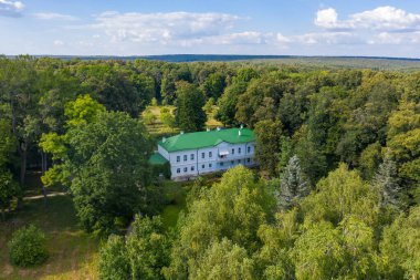 Yasnaya Polyana Köyü, Tula Bölgesi, Rusya. Hava manzaralı yaz