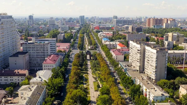Krasnodar Rusia Agustus 2020 Lapangan Jalan Krasnaya Penerbangan Atas Kota — Stok Foto