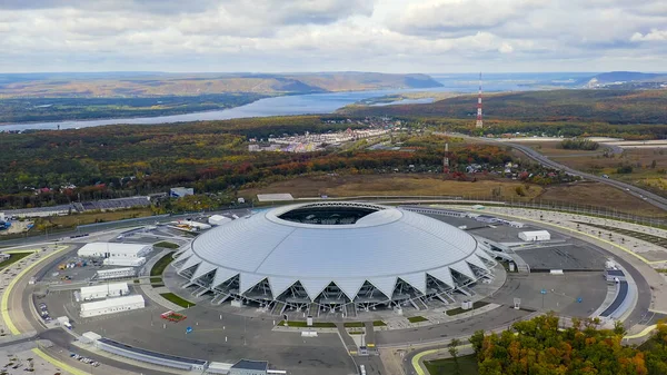Samara Rosja Września 2020 Stadion Samara Arena Jesienne Chmury Widok — Zdjęcie stockowe