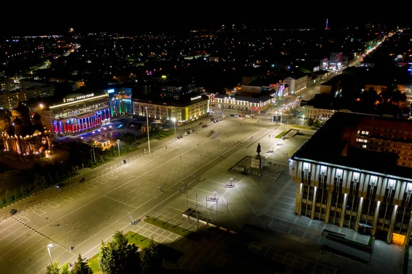 Tula Ryssland Augusti 2020 Lenintorget Stadens Centrala Torg Nattflygets — Stockfoto