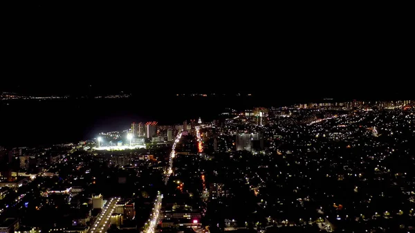 Novorossiysk Russie Panorama Novorossiysk Nuit Feux Ville Vue Aérienne — Photo