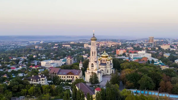 Stawropol Russland Kathedrale Der Gottesmutterikone Von Kasan Stawropol Sonnenuntergang Luftaufnahme — Stockfoto