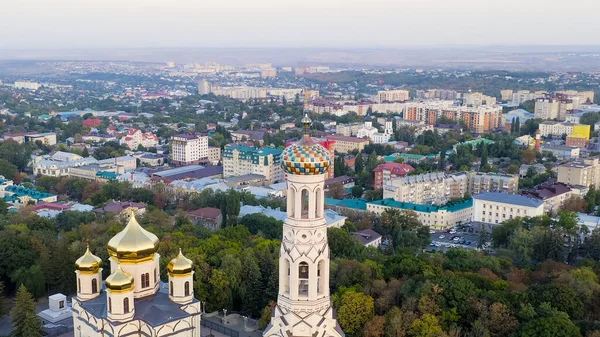 Stawropol Russland Kathedrale Der Gottesmutterikone Von Kasan Stawropol Sonnenuntergang Luftaufnahme — Stockfoto