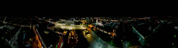 Тула Россия Ночная Панорама Вид Воздуха Большие Огни Города 360 — стоковое фото