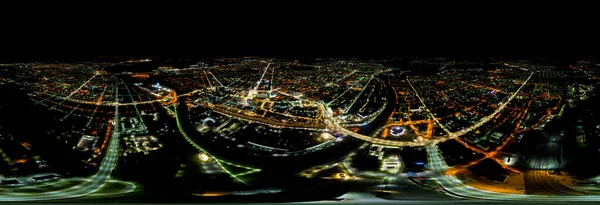 Тула Росія Нічна Панорама Літака Великі Вогні Міста Панорама 360 — стокове фото