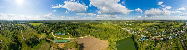 Wioska Yasnaya Polyana Obwód Tuliański Rosja Lato Widokiem Powietrza Panorama — Zdjęcie stockowe